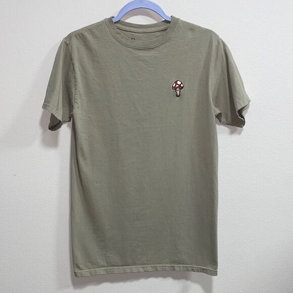Bowery Supply Co Olive Green Embroidered Mushroom Tee Size‎ Small - Picture 3 of 7